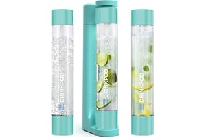 DRINKPOD Fizzpod Soda Maker Home Soda Carbonation,Fizzy Bubbly Drink Machine with 3 PET Bottles, 3 Caps, 1 Carbonator Cap and Manual, Coffee, Tea and Cocktail Drinks with Fruit (Aruba Blue)