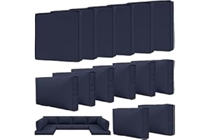 Tounosnt 14 Pcs Outdoor Patio Cushion Covers, Replaceable Waterproof Furniture Covers, Outdoor Non-Slip Covers with Zippers, Couch 3 Sizes, Covers Only (Navy Blue)