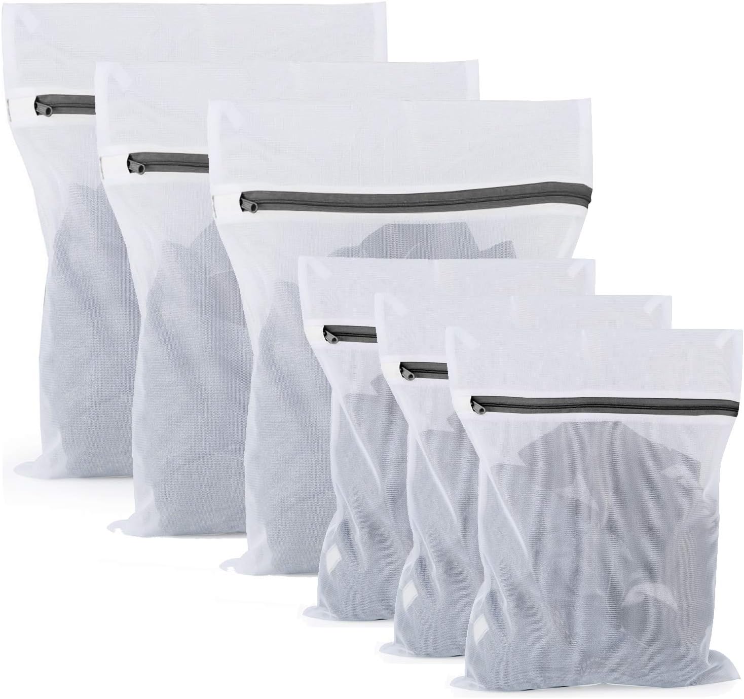 Mesh Laundry Bags 6Pack, 3 Extra Large(20"x 15.5"), 3 Medium(16"x 11.5