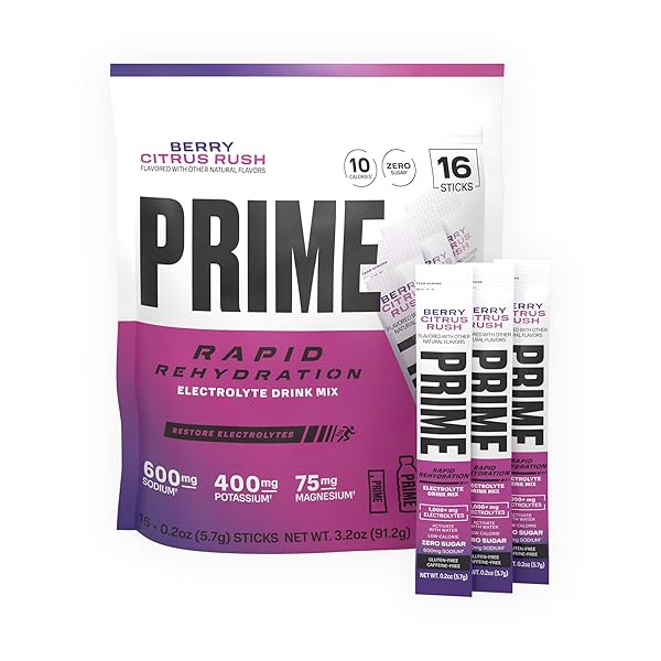 PRIME RAPID REHYDRATION ELECTROLYTE POWDER STICKS, BERRY CITRUS...