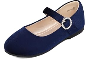 PANDANINJIA Sarena Girls Dress Shoes Rhinestone Flower Girl Ballerina Ballet Flats Mary Jane Wedding Party School Shoes for Toddler Little Kid Big Kid