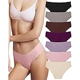 LEVAO Seamless Underwear for Women No Show Ice Silk Bikini Breathable Hipster Wavy Sides Invisibles Panties 7 Pack S-XL