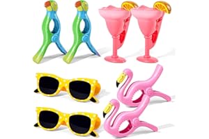 AUTUBIN 8 Pcs Towel Clips for Beach Chairs, Jumbo Size Beach Towel Clips Windproof Grip Secure Hang Towel Holder Clothes Pins Decorative Towel Clips for Pool, Cruise, Patio, Holiday Travel(Flamingo Style)