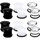 Yaalozei 8G-12mm Acrylic Single Flare Ear Gauges Clear Opalite Black Plugs and Tunnels for Ears Gauges with O-Rings Gauge Stretching Kit Expander Body Piercing Jewelry for Women Men