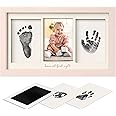 Inkless Baby Hand and Footprint Kit Boy, Girl - No Mess Ink Pad for Handprint, Clean Touch Dog Paw Print Kit, Personalized Baby Shower Gifts, Nursery Newborn Keepsake Frame (Petal Pink)