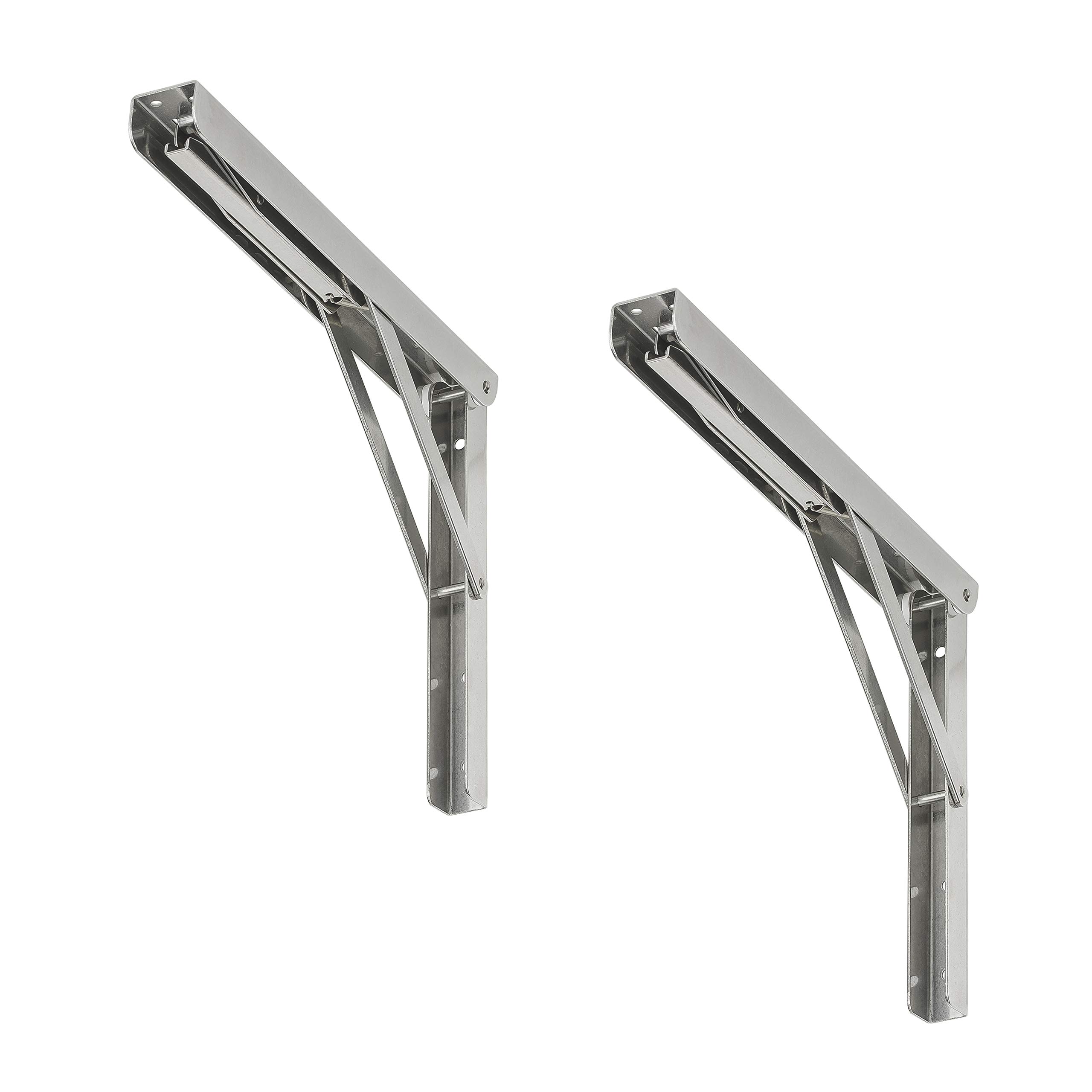 VORMANN Folding Bracket, Folding Bracket, Adjustable Angle Shelf Brackets, Load 200 kg, Stainless Steel V4A, Weather-Resistant, Set of 2, Size: 300 x 200 x 30 mm, Made in Germany