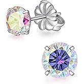 TitanHeart Implant Grade Titanium Stud Earrings F136 Hypoallergenic Titanium Stud Earrings with 6mm CZ Simulated Diamonds for Women Men Sensitive Ear