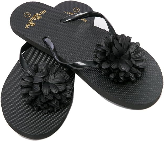 Amazon.com | Flip Flops Womens Pool Beach Shoes with Flower Pattern- Floral Design | Flip-Flops