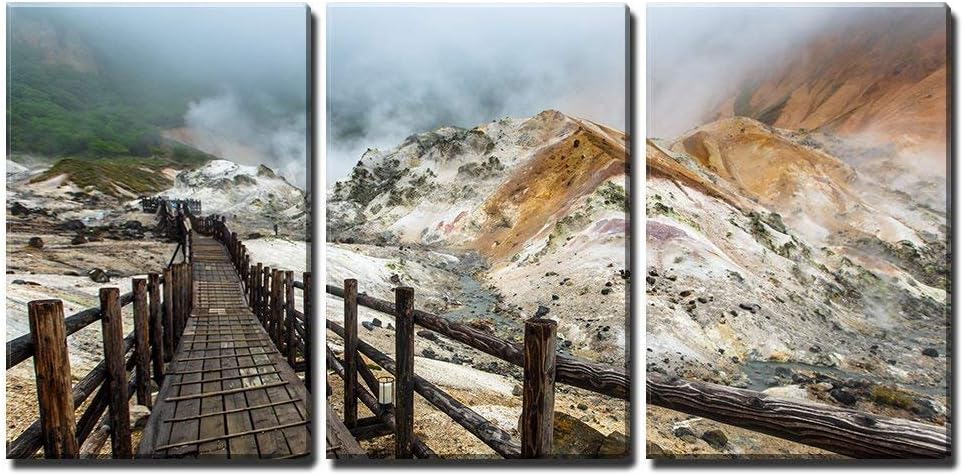 SCPmarts Canvas Print Jigokudani Hell Valley Walking Trail in Noboribetsu, Hokkaido, Japan Framed Canvas Wall Print by SCPmarts