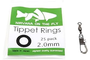 NIRVANA ON THE FLY Nirvana Premium Fly Fishing Tippet Rings - 25 Rings on a Clip - Made in Japan