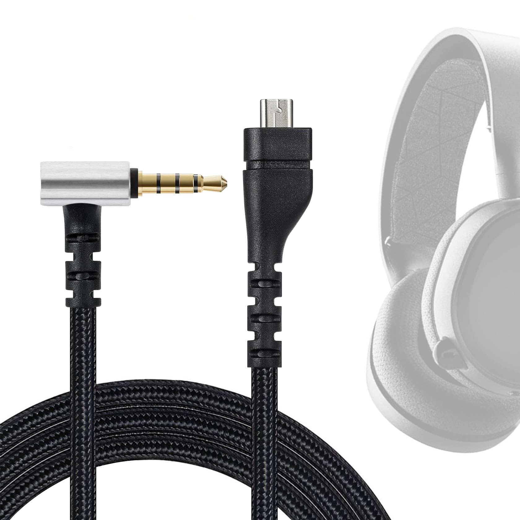 FBBULES Replacement Audio Cable 1.2m for Arctis 3/5/7/Pro Gaming Headset Wire Black