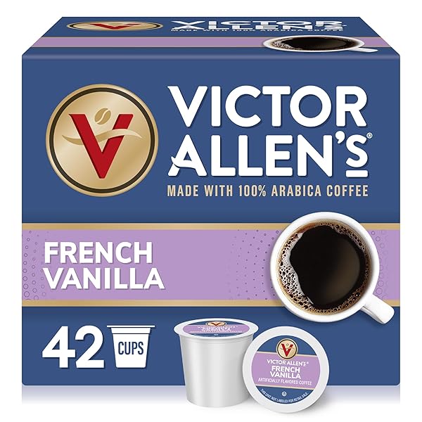 VICTOR ALLEN’S COFFEE FRENCH VANILLA FLAVORED COFFEE, MEDIUM ROAST, 42 COUNT, SINGLE SERVE COFFEE PODS FOR KEURIG K-CUP BREWERS