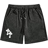 Floerns Men's Graphic Print Drawstring Waist Track Shorts Grunge Streetwear Shorts