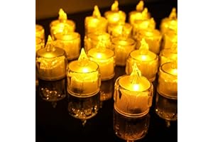 Untyo Led Candles, Flickering Crystal Clear Tea Lights,24 Pack Flameless Candles 100+ Hours Candles Battery Operated.