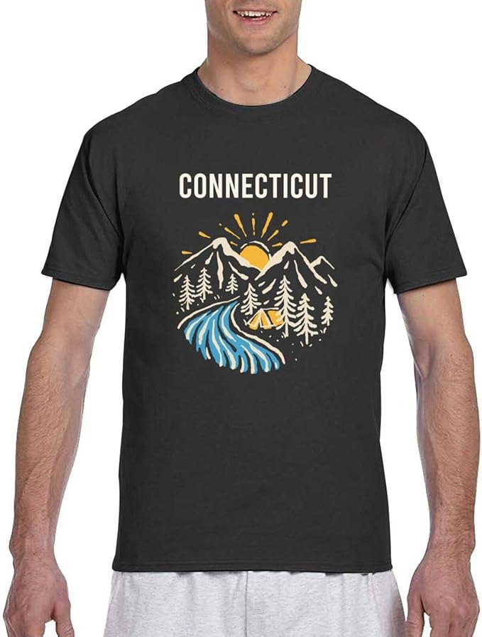 U.S.A Connecticut Men's T Shirt Basic Full Printed Short Sleeve