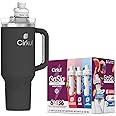 Cirkul 40oz Stainless Steel Insulated Tumbler Bundle in Carbon - BPA-Free, Includes Flavor Cartridge Drink Mix Variety Pack, Zero Calories, No Sugar