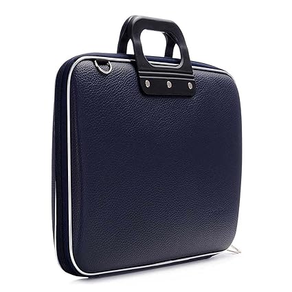 Borse Water Repellent Computer Case Sleeve/Laptop Messenger Bag for College, School and Bussiness, Leather Briefcase 15.6-inch (Blue)