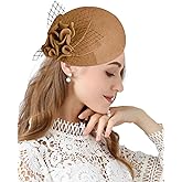 ORIDOOR British Style Pillbox Hat Women Church Wedding Winter Vintage Fascinator Beret 100% Wool Felt Hat with Veil