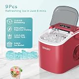 EUHOMY Countertop Ice Maker 9 Cubes in 6 Mins 2 Size Ice Red 12kg/24h view 2