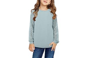storeofbaby Girls Lace Long Sleeve Tops Casual Round Neck Shirts Loose Fit Blouses