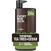Every Man Jack 2-in-1 Tea Tree + Cedar Shampoo + Conditioner - Thicken, Cleanse, and Hydrate Hair with Coconut, Aloe, Tea Tree Oil - Naturally Derived and No Harmful Chemicals - 24oz -1 Bottle