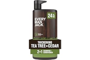 Every Man Jack 2-in-1 Tea Tree + Cedar Shampoo + Conditioner - Thicken, Cleanse, and Hydrate Hair with Coconut, Aloe, Tea Tree Oil - Naturally Derived and No Harmful Chemicals - 24oz -1 Bottle