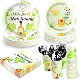 EggSun Margs And Matrimony Bachelorette Birthday Party Plates and Napkins Decorations Kit,Matrimony Tableware Supplies for Birthday Margarita Bachelorette Fiesta Favors Party Decor Service 24 Guests