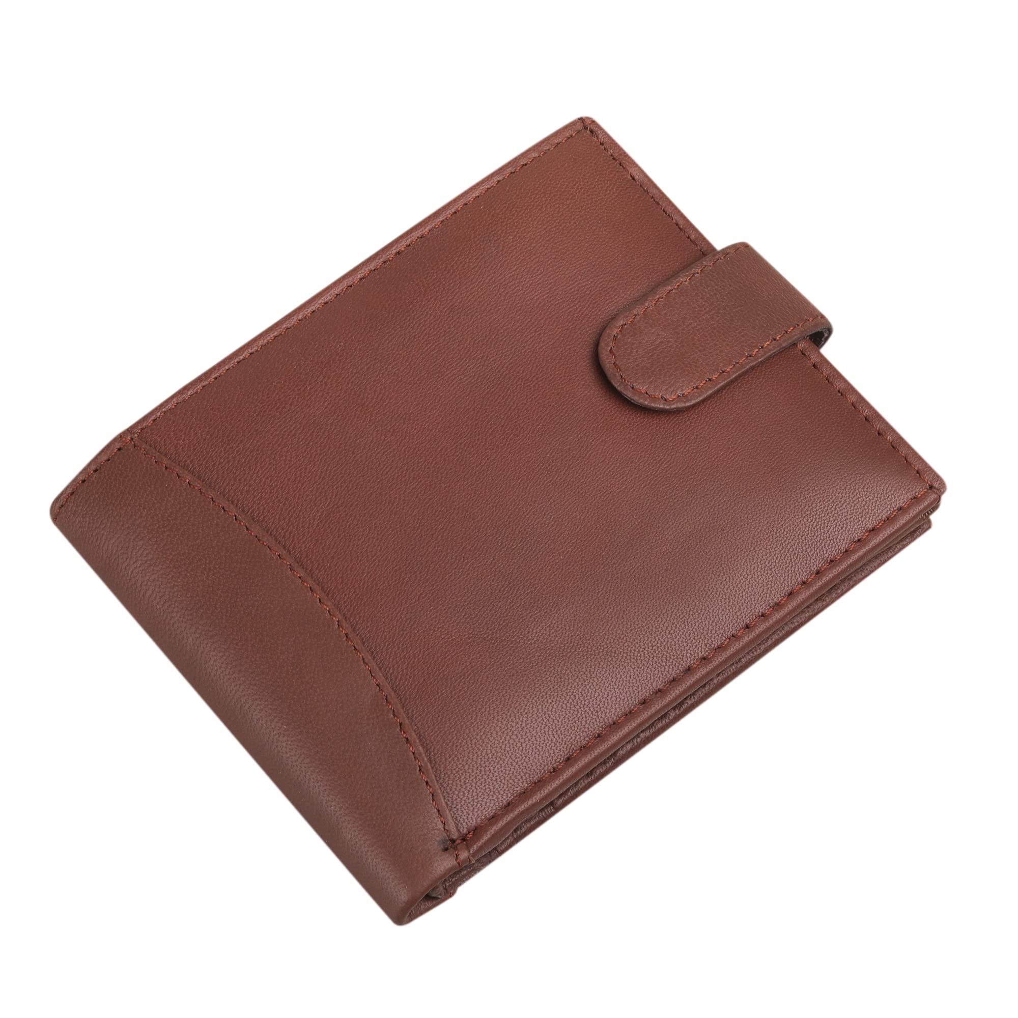 Ras® Men's Luxury High Quality Soft and Smooth Leather Wallet with Multiple Credit Card Slots and ID Window #304 (Brown)