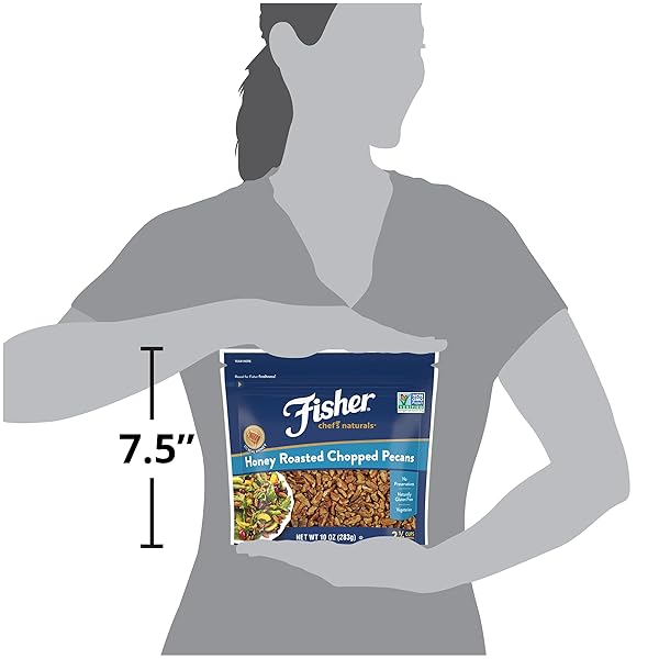 FISHER CHEF’S NATURALS HONEY ROASTED CHOPPED PECANS 10OZ RESEALABLE BAG, SALTED NUTS FOR COOKING, BAKING & SNACKING, VEGAN PROTEIN, KETO SNACK, GLUTEN FREE
