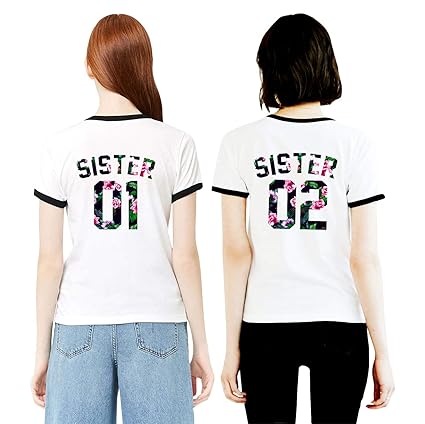 Best Friends T-Shirts für 2 Mädchen Sister Aufdruck – Sommer Oberteile Set für Zwei Damen – Beste Freunde Freundin Geburtstagsgeschenk