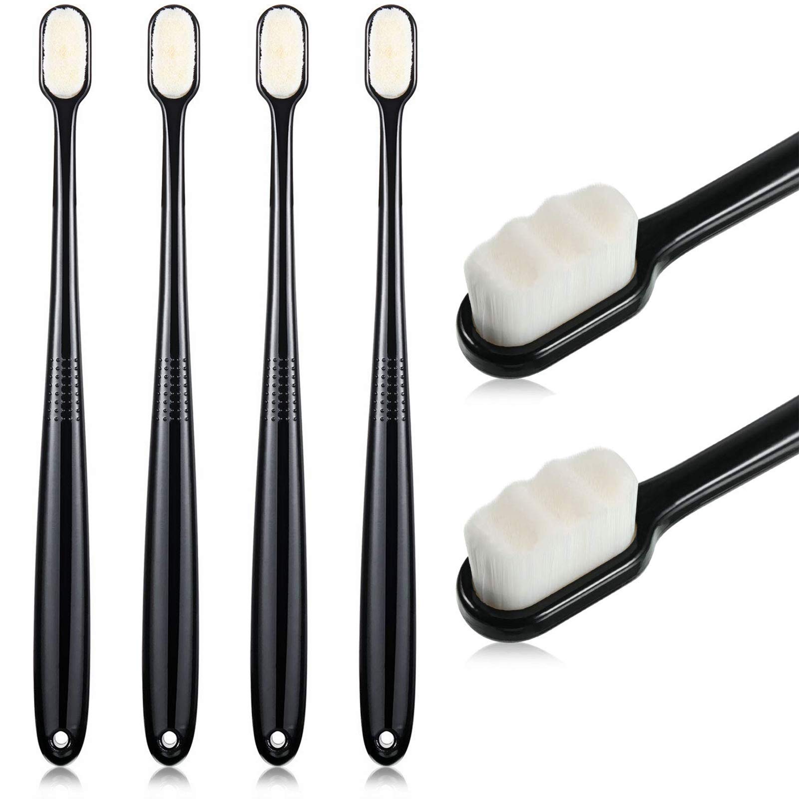 Photo 1 of Boao 4 Pcs Soft Bristle Toothbrush Nano Toothbrush Ultra Soft Brush Manual Brush with 20, 000 Bristles for Sensitive Teeth Adult(Black)