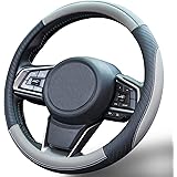 ZATOOTO Wheel Cover for Car - Grey Microfiber Leather Steering Wheel Covers for Men - Auto Sport Universal 15 inch for Family