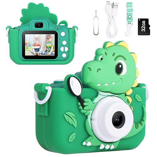 VisionX Kids Digital Camera Toys Christmas Birthday Gifts, 1080P HD Dinosaur Toddler Camera with 32GB Card, Toys for 3 4 5 6 Year Old Boys Gifts, Selfie Kids Camera for Kids Age 3-12 Years