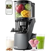Canoly 3-in-1 Cold Press Juicer C16, Makes Juice &amp; Sorbet &amp; Nut Milk | 6" Extra Wide Feed Chute, Powerful AC Brushless Motor, Self Precut System, Juicer Machines with BPA-Free (Space Gray)
