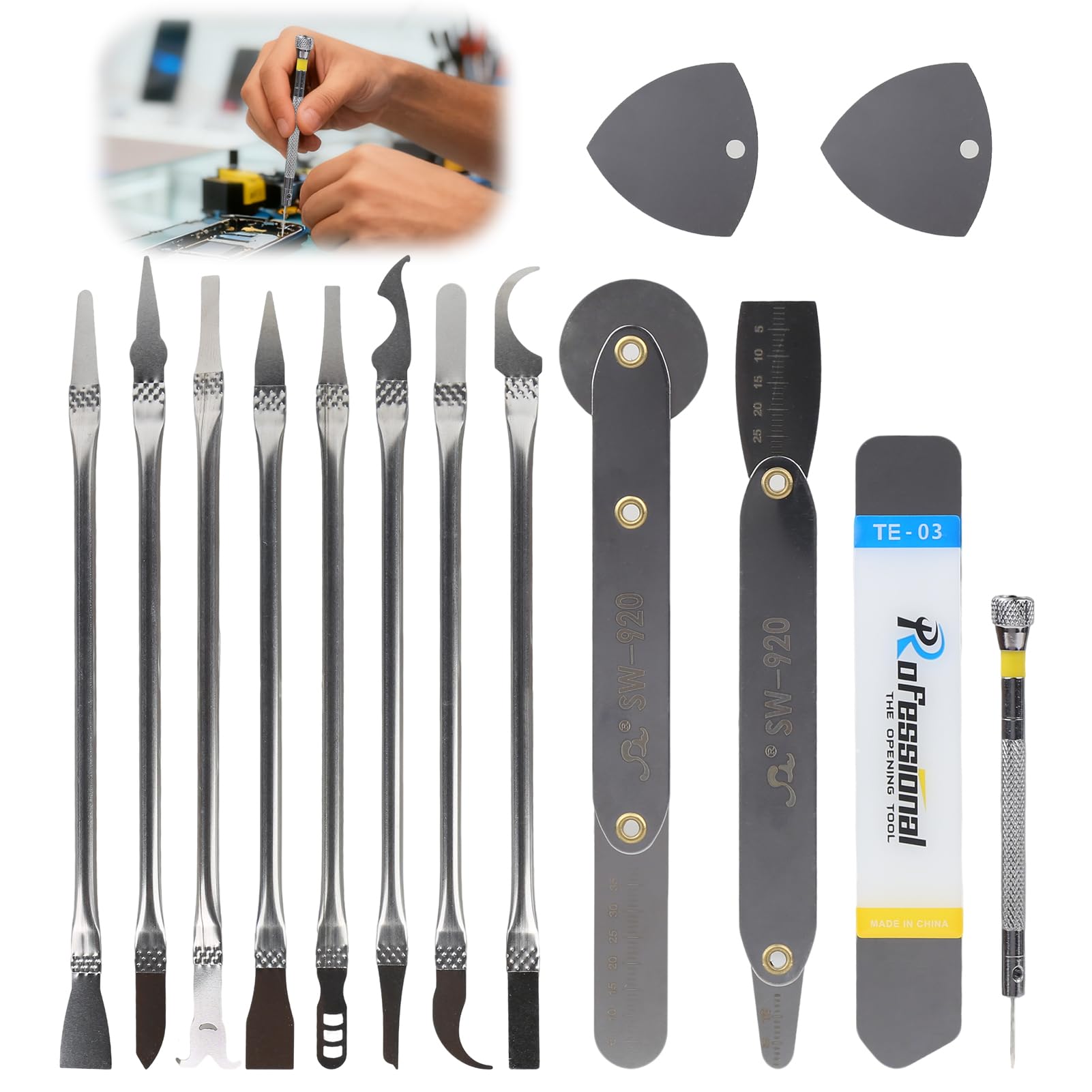 Photo 1 of 14PCS Stainless Electronics Repair Tool Kit,Prying Opening Repair Tool Kit,Small Precision Screwdriver Set,Applicable for Electronics Repairment,Ideal for Techs,Laptop Repair Enthusiasts