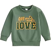 Gueuusu Unisex Baby Boy Girl Football Outfit All You Need is Love Sweatshirt Oversized Crewneck Funny Letters Pullover Hoodie