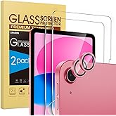 SPARIN 2+2 Pack Screen Protector for iPad (A16) 11th/10th Generation (11”/10.9”) + Camera Lens Protector, Tempered Glass/Case Friendly/Anti Scratch/Apple Pencil Compatible-Pink