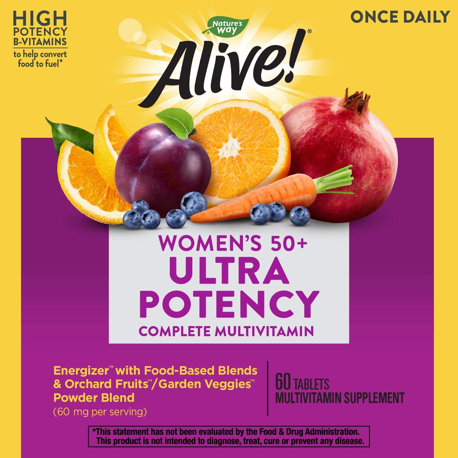 Nature's Way Alive! Once Daily Women's 50+ Multivitamin, Ultra Potency, Food-Based Blend, 60 Tablets: Health & Personal Care