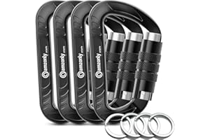 AMZONLY Locking Carabiner Heavy Duty Clips, 12KN /2697lbs Lightweight (1.0oz), Carabiner Heavy Clip for Camping, Hiking, Hammocks, Dog Leash, D Shaped Small Caribiniers for Keychains