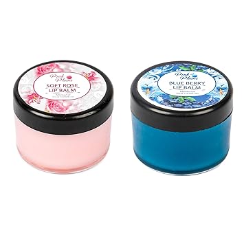 Pink Plums Combo Soft rose and Blue berry Lip Balm for Moisturise Dry & Cracked Lips (Pack-2), Each 15g