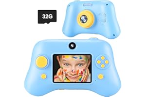 DEPAADER Kids Camera -Digital Selfie Cameras for Boys Birthday 1080 P 2.4 Inch Kid Video Recorder for Age 3 4 5 6 7 8 9 10 Year Old Toddler Gift with 32 GB SD Card