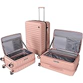 WireHot 3-Piece 20/24 Top Opening Hardshell Lightweight Luggage and 28-Inch Clamshell Opening Suitcase with Spinner Wheels & TSA Locks for Woman Girls Travel, Pink 20in/24in/28in
