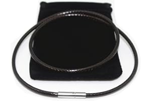 Glory Qin 3mm Dark Brown Leather Cord Chain Stainless Steel Rice Clasps Necklace Rope Chain 16 to 28 Inch (16 Inch Dark Brown)