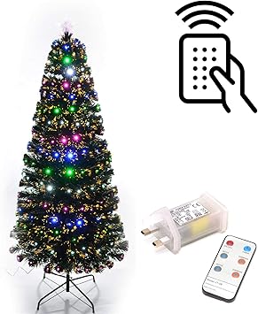 Foto Effetti Di Natale.Shatchi 6052 Led Remote Tree 4ft Albero Di Natale In Fibra Ottica Con Luci A Led Con Telecomando 8 Diversi Effetti Decorativi 120 Cm Verde Amazon It Giochi E Giocattoli