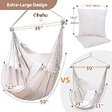 Ohuhu XL Swing Chair with Hardware Kit Beige 150kg Capacity view 3