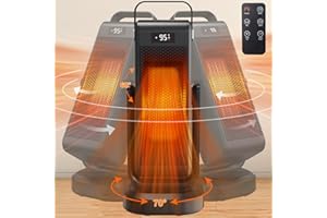OKOIUM Space Heater for Indoor Use, Portable Heater 60° Up/Down Adjustment 70° Oscillat, 1500W PTC Electric Heater with Thermostat 12H Timer Remote Control, Over Heat& Tip-over Protection for Bedroom Office