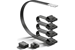 CERRXIAN Molex LP4 IDE 4-Pin Female to Bare Wire 1 to 4 18AWG Flat Modular PSU Cable Splitter with 5557/5559 8Pin 4.2mm Conne