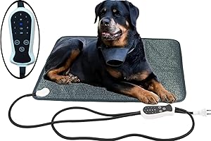 DEOMAN Pet Heating Pad for Large Dogs Cat Heating pad Heated Cat Bed Electric Dog Heating pad with Timer Adjustable Warming Mat,Chew Proof,Easy Clean,34X21 inch
