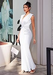 Memoriesea Women's Elegant Sleeveless Deep V Neck