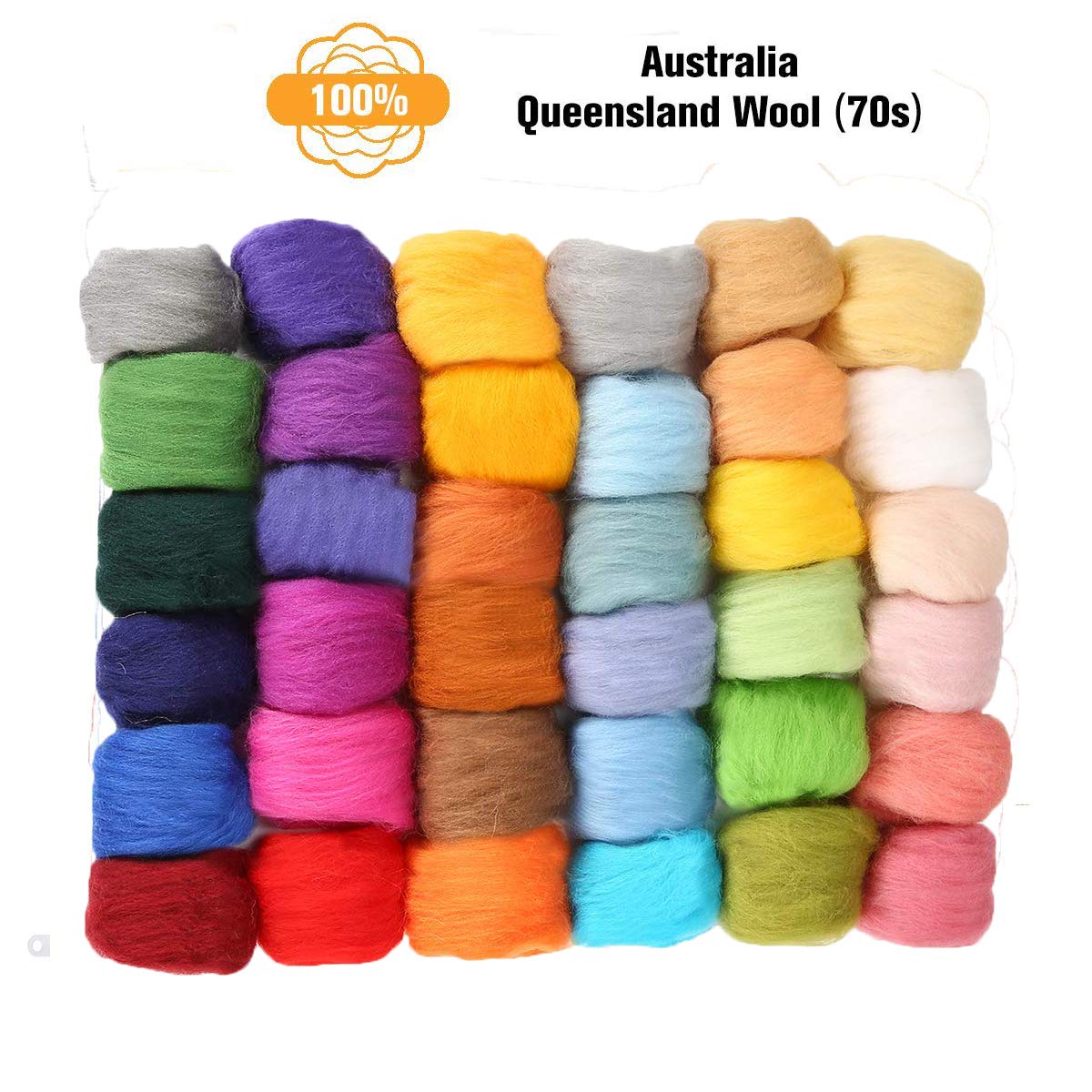 Jeteven 36 Colors Spinning Sewing Trimming Merino Wool Fibre Roving for Needle Felting